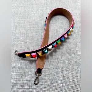 Studded leather bag strap